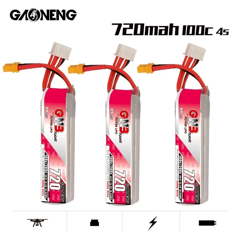 1-5 sztuk GAONENG GNB 720mAh 4S 15.2V HV akumulator XT30U-F wtyczka 100C/200C dla RC Tinywhoop ramka FPV Kit Racing DRONE