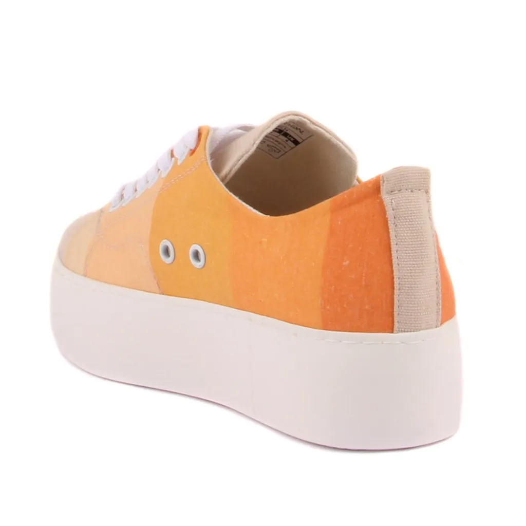 Benetton-Orange Color Laced High Bottom Women \'S Sneaker