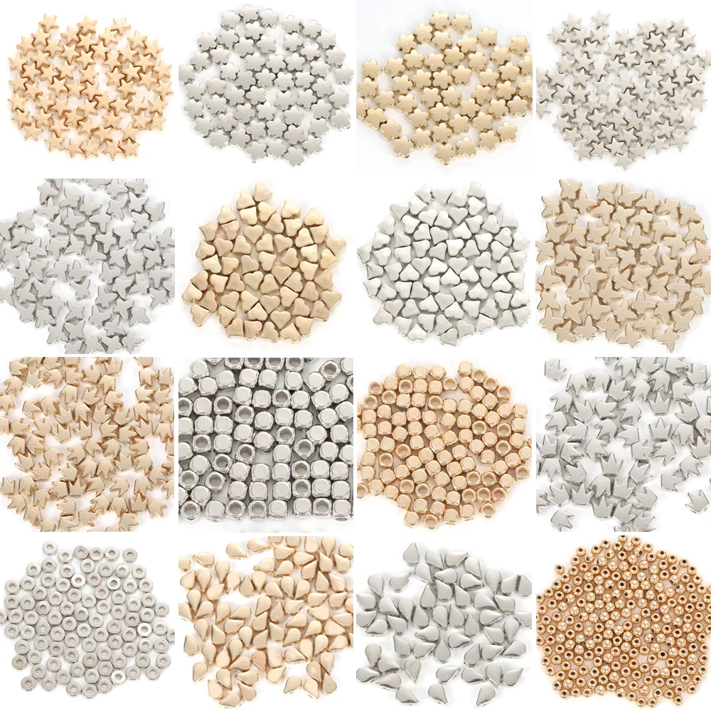 50-500Pcs 6mm CCB Star Love Heart Gold Color Silver Color Loose Spacer Acrylic Seed Beads DIY Jewelry Making Findings Charm