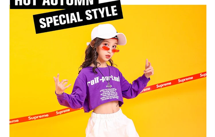 Hip-Hop-Style Oberteile, Crop-Tops für Teenager-Mädchen, Streetwear, cooles Baumwoll-T-Shirt, modische Kleidung für Teenager-Mädchen im Alter von 4-16 Jahren. – Detail 4