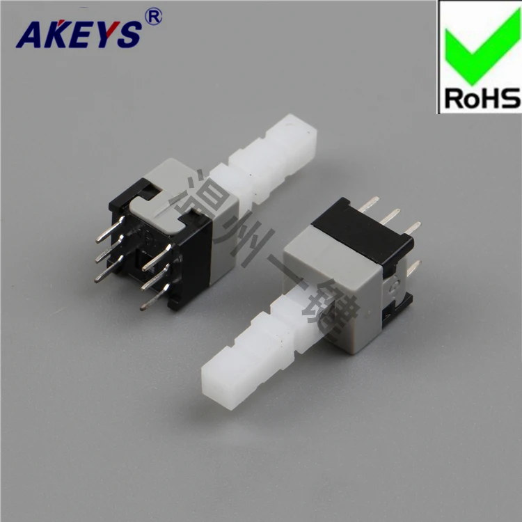 15PCS KFT-8.5x8.5 long head push switch 250v momentary action lock 6 Pin self-locking reed switch 8.5x8.5mm