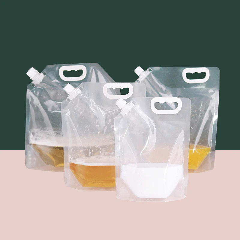 Transparent Portable Suction Nozzle Packaging Bag Beverage Milk Tea Large Capacity 10 PCs/Lot