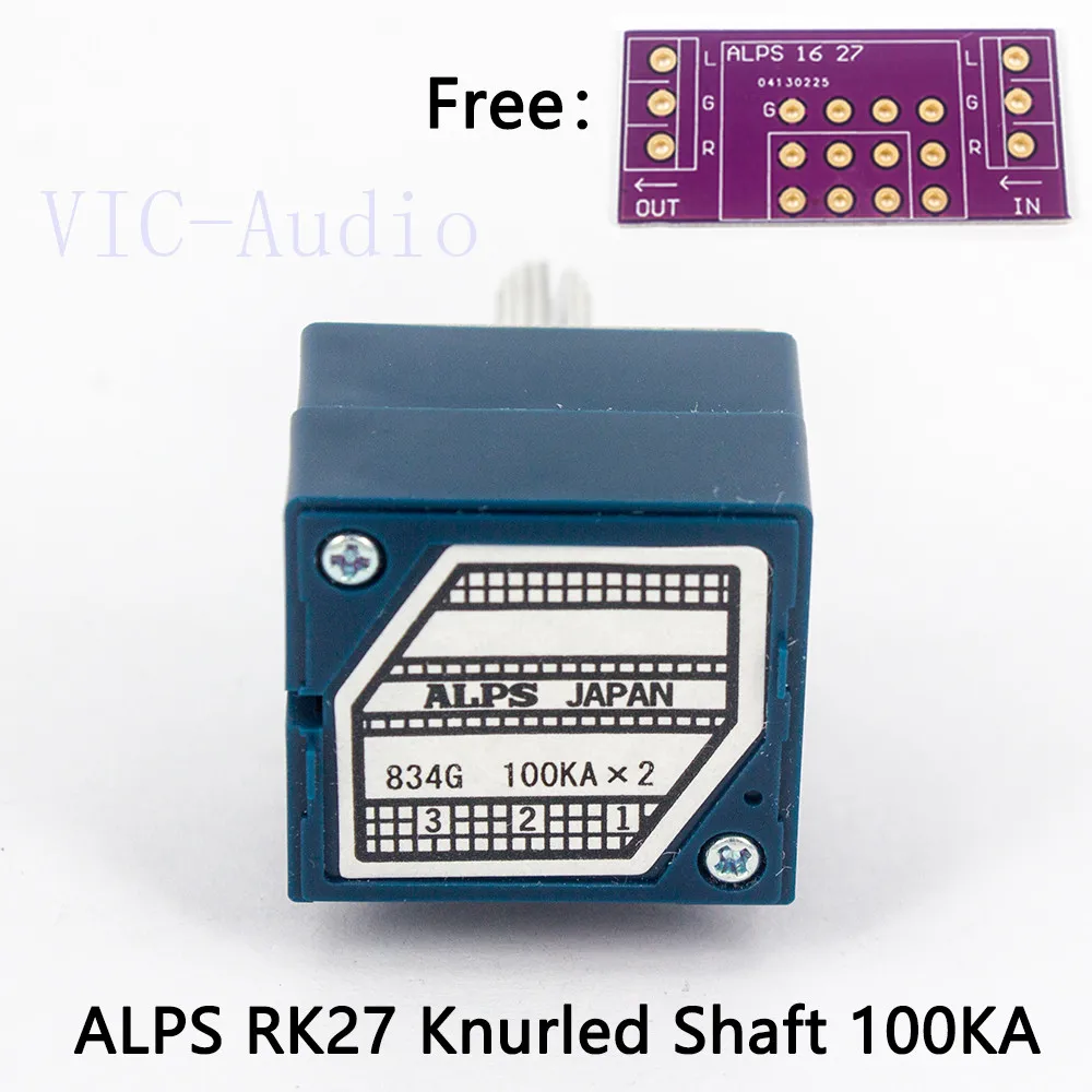 1PC Japan ALPS RK27 Volume LOG Stereo Potentiometer 2-gang Dual 10K/20K/50K/100K/250K/500K Potentiometer Knurled Shaft 6.0mm