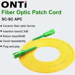 Fibra ottica Simplex 2.0mm di singolo modo del ponticello di 1/3/5/10/20/30M Fibra ottica FTTH del cavo di toppa dello SC/APC di ONTi SC-SC