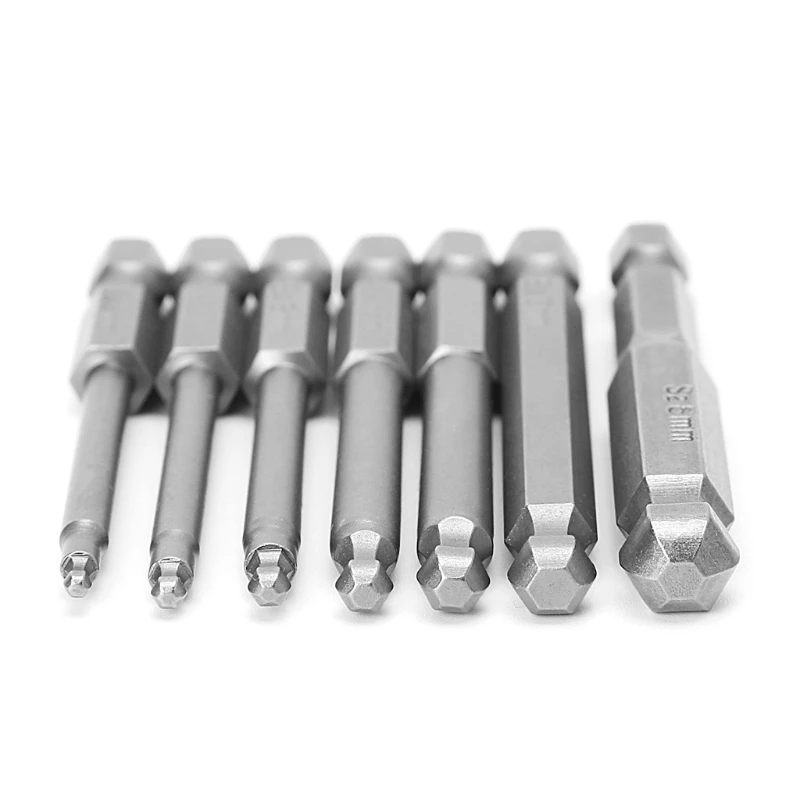 7 Pcs 65mm Magnetic Ball End Hexagon Head Hex Screwdriver Bits Drill Tools 2.5\'\'