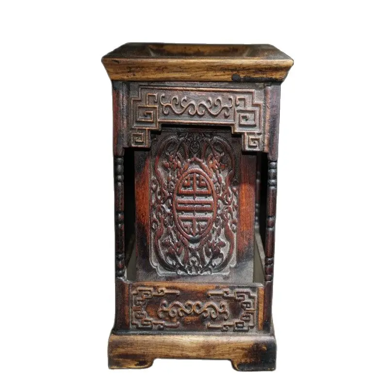 

Rosewood finely carved square pen holder family collection