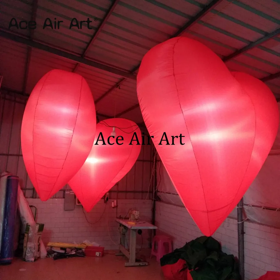 Manufacture Hanging Inflatable Red Heart/love Air blown Valentine's day decoration for Party