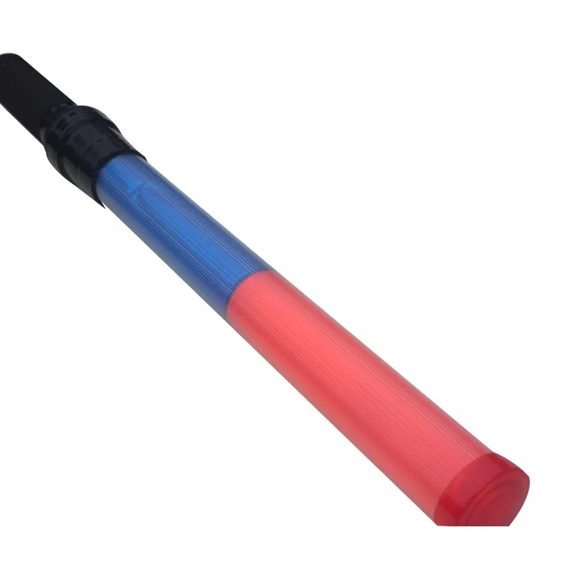 Modelo de bateria LED Fire Extinguishing Piscando, Vermelho e Azul Luz de Advertência, Fluorescente Tráfego Segurança Comando Stick, 54cm