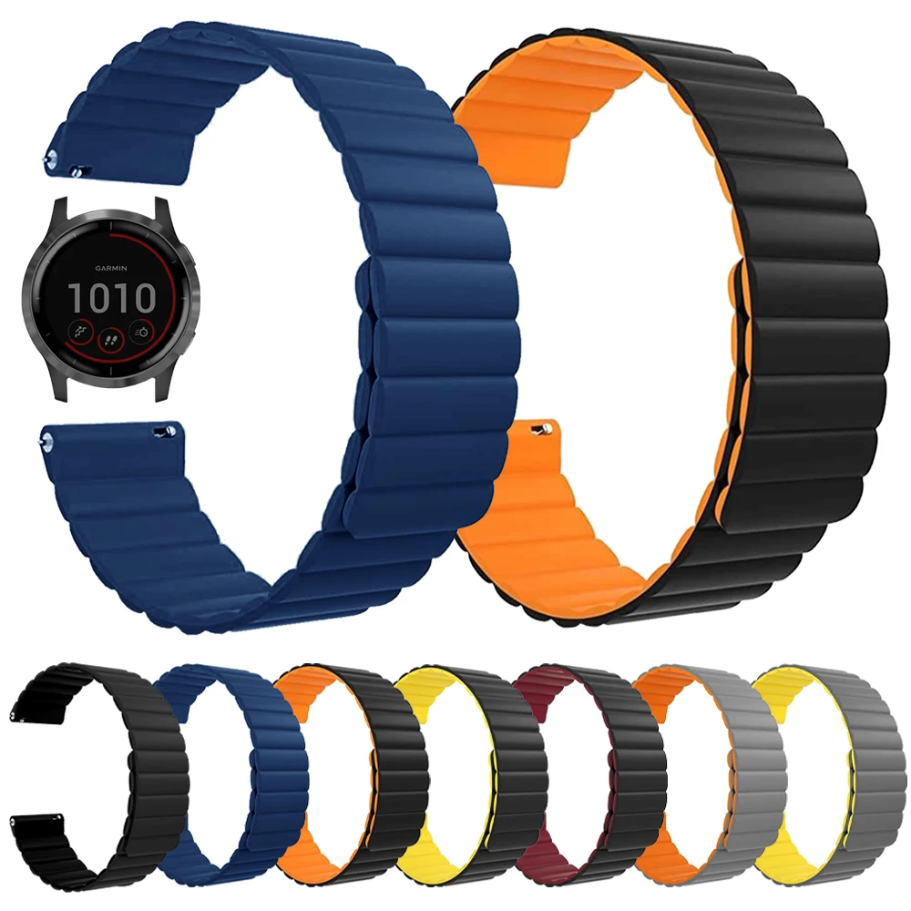 20mm 22mm Magnetic Strap for Garmin Vivoactive 3 4 HR Watch Band for Garmin Sq Active Move Venu 2 Silicone Bracelet Accessories