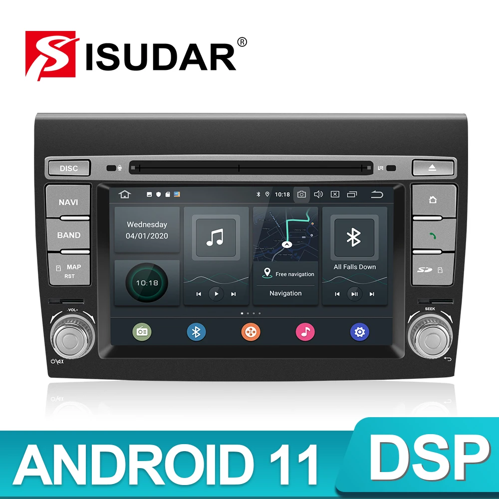 Isudar PX6 2 Din Android 11 Car Multimedia Player For Fiat/Bravo 2007 2008 2009 2010 2011 2012 DVD Auto GPS Radio Video Player