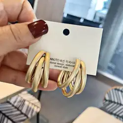 BLIJERY Fashion Matte Gold Color Multilayer Hoop Earrings For Women Brincos Statement Earrings Hoops Punk Jewelry Gift