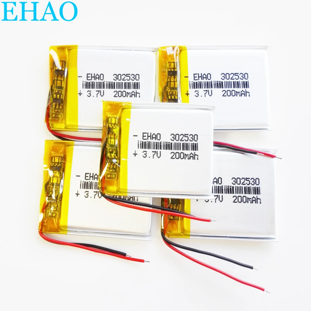 5 PCS 3.7V 200mAh Lithium Polymer LiPo Rechargeable Battery 302530 For Mp3 GPS Bluetooth Speaker Little Point Reading Pen Watch