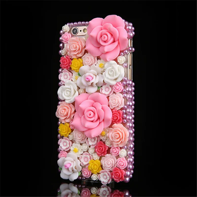 For Samsung Galaxy M51 M31S A12/32/42/52/72/22/82 5G A02S A02 Luxury Diamond Retro Full 3D Pink Rose Flowers Bling Case Cover