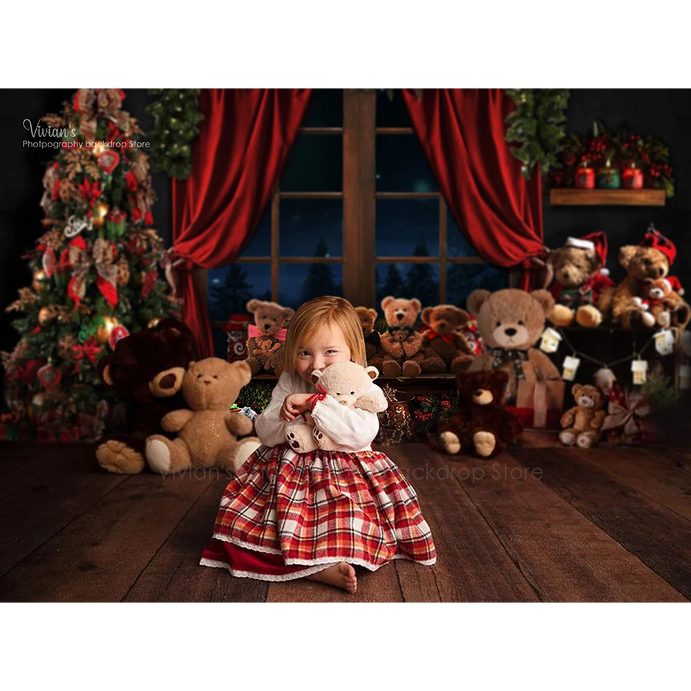 장난감 크리스마스 배경 어린이 사진 어린이 아기 Photocall 선물 곰 장식 창 배경 가족 소녀 Photostudio 소품