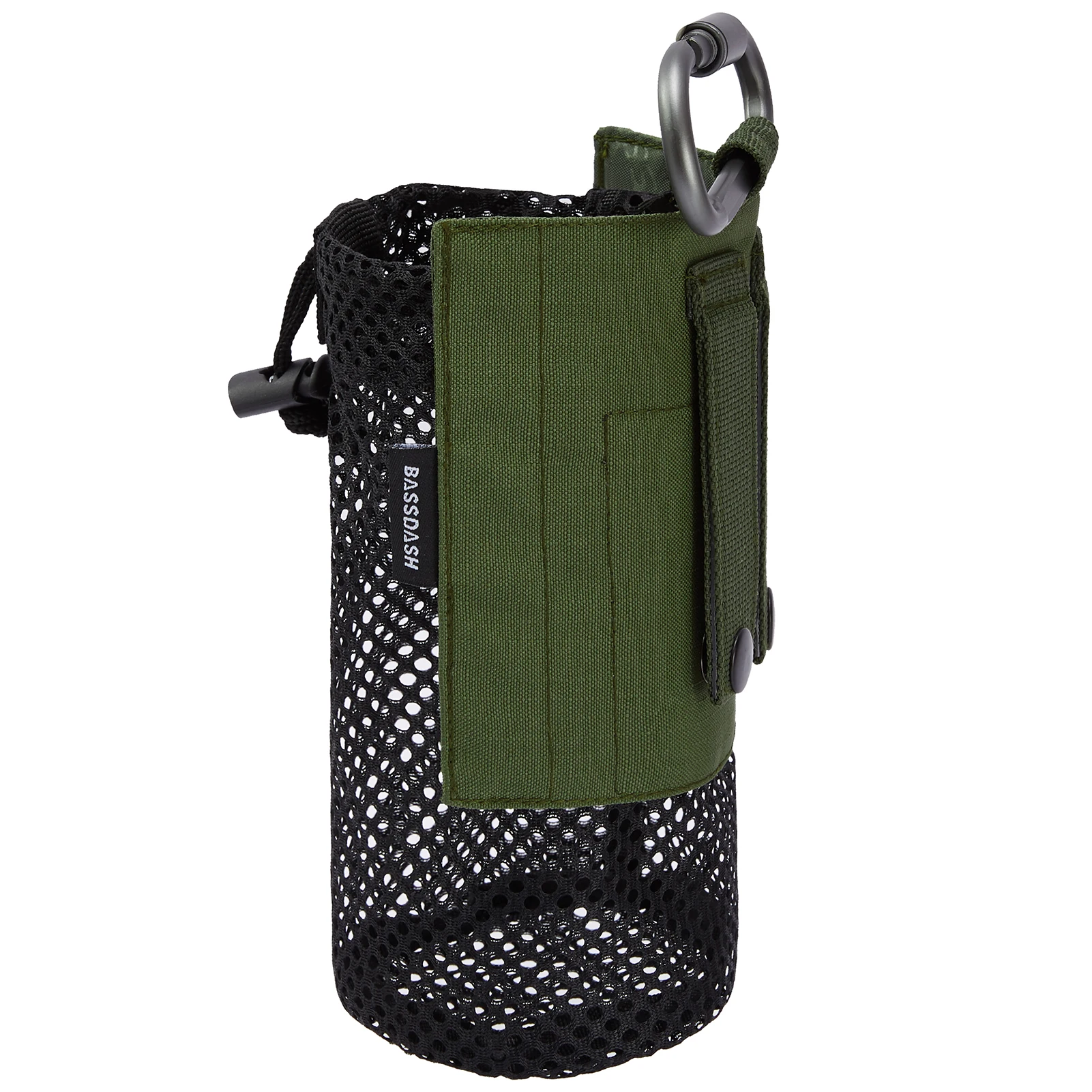 Bassdash Water Bottle Pouch with Molle Straps Belt Clip Carabiner Foldable Mesh Holder Bag for Travel Fishing Hunting Hiking