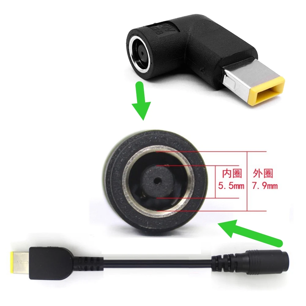 Adaptador de energia para Lenovo ThinkPad, DC 20V Carregador, Conector Conversor Carbono, Nova fonte de alimentação, 7.9*5.4mm, 15cm