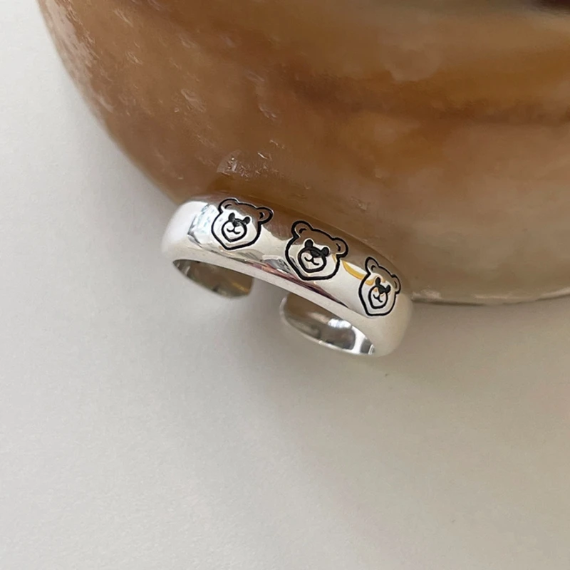 

Silvology 925 Sterling Silver Little Bear Rings for Women Vintage Funny Cute Creative Animal Japan Korea Ring Friendship Jewelry