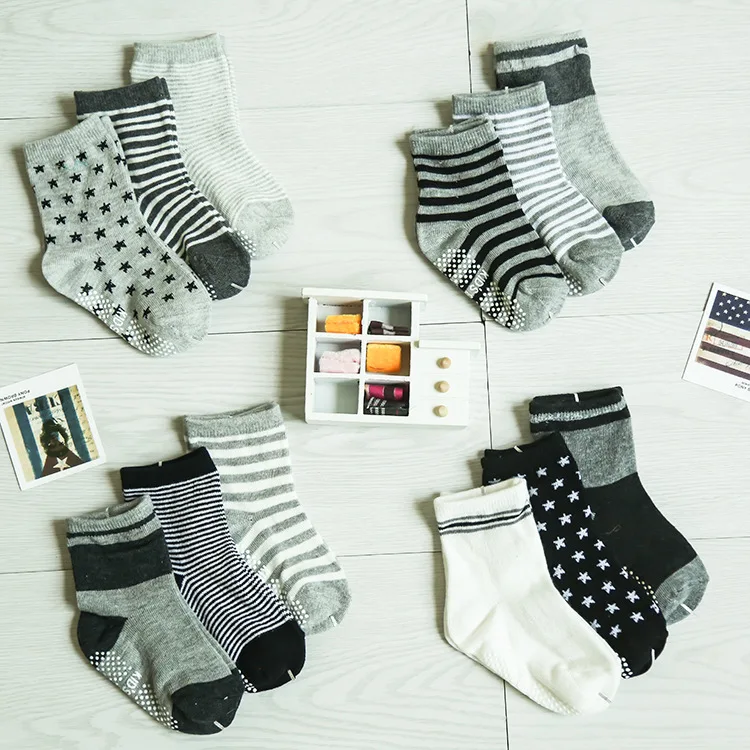 Newborn Baby Socks Cotton Boy Striped Floor Socks Baby Non-slip Socks Children's Anti Slip Socks Wholesale 5pair 2pair 1pair