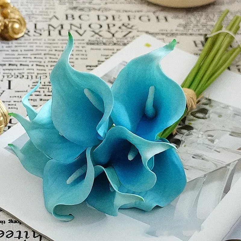 9-teiliges Set Künstliche Mini-Kallalilien aus Latex, Kunstblumen, Brautstrauß, DIY Hochzeitsblumenwand, Hintergrund, Heimdekoration – Detail 16