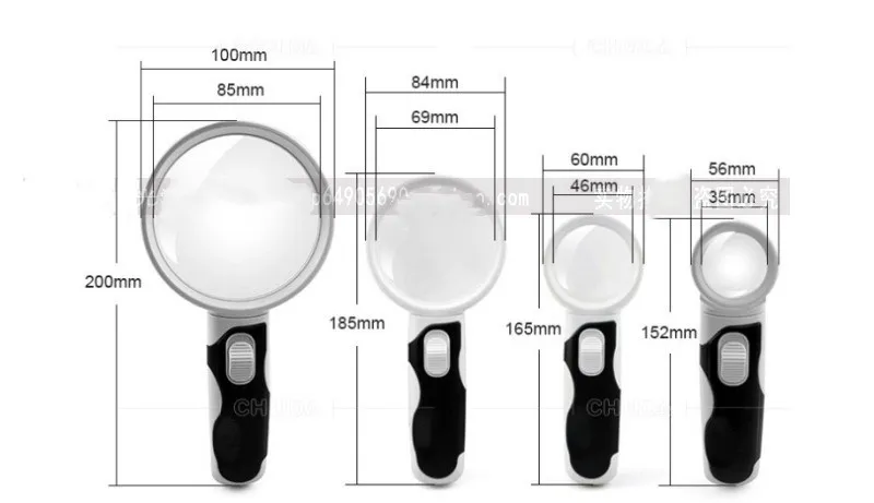 Four lens high power reading appreciation maintenance hand held magnifier 2.5 times 5 times 10 times 16 times