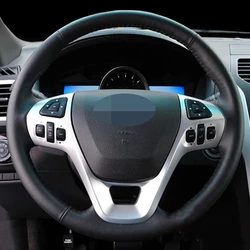 DIY Black Artificial Leather Wear-Resistant Non-Slip Car Steering Wheel Cover For Ford Edge Explorer 2011-2013