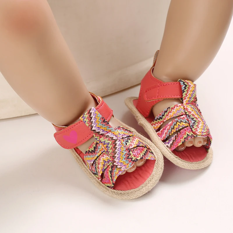 2022 New Newborn Toddler Baby Girls Summer Sandal Shoes Weave Flat Romantic Sandals 0-18M Baby Shoes