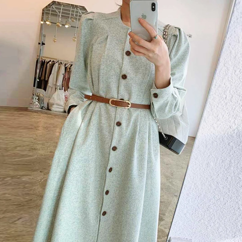 WAVSIYIER midi dress women dresses elegant autumn winter a-line party vintage loose woman korean style 2020 long sleeve vestidos