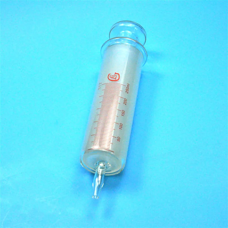 Large Glass Syringes 250ml With Glass Caliber / Ruhr Locks Caliber Glass Enema Sausage Device Sample Extractor Injector 250 CC