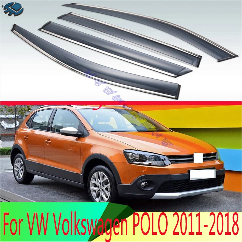 

Для VW Volkswagen POLO 2011-2018 автомобильные аксессуары пластиковый внешний козырек вентиляционные шторы оконный солнцезащитный дефлектор от дождя 4 шт.