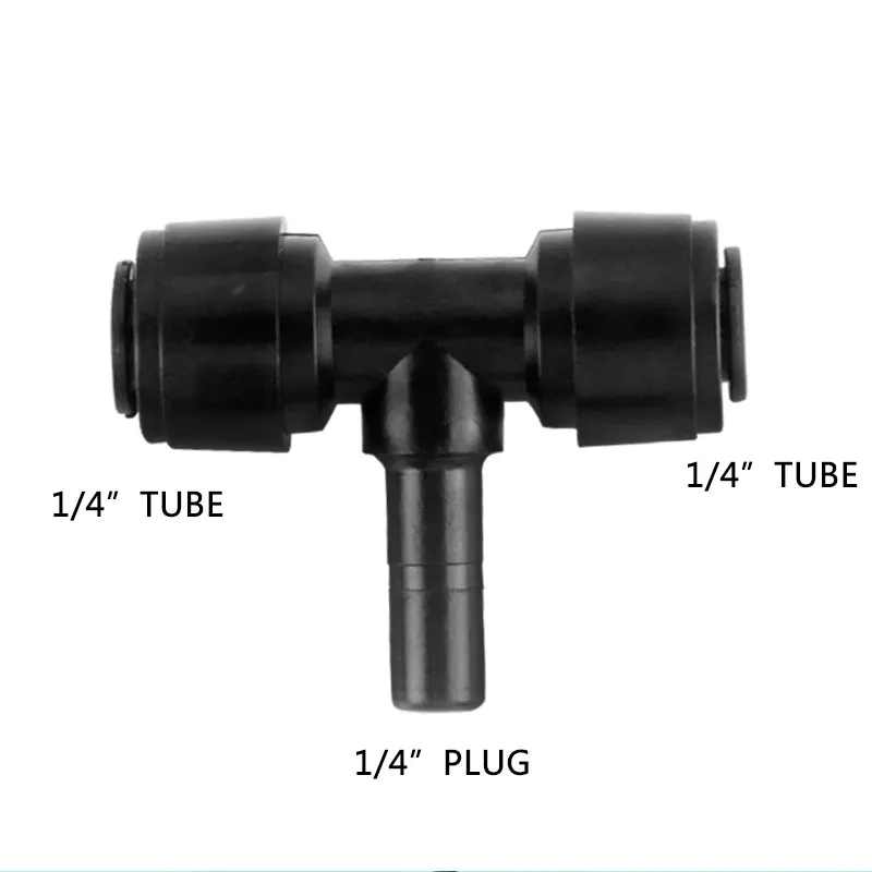 1/4 ''peクイックコネクト1/4 '中間ボルト黒ティー管雨林スプレーミストノズルシステムカップリングアダプタ水フィルター