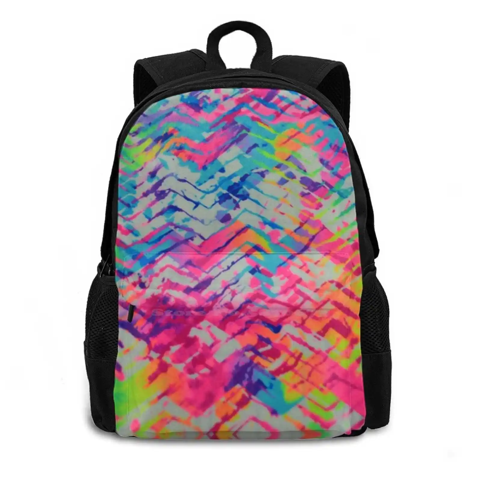 Neon Pattern Pattern Design Bag Student'S Backpack Tie Methods Tie Dye Shorts Tie Dye Paintings Tie Dye Images Tie Dye Pictures