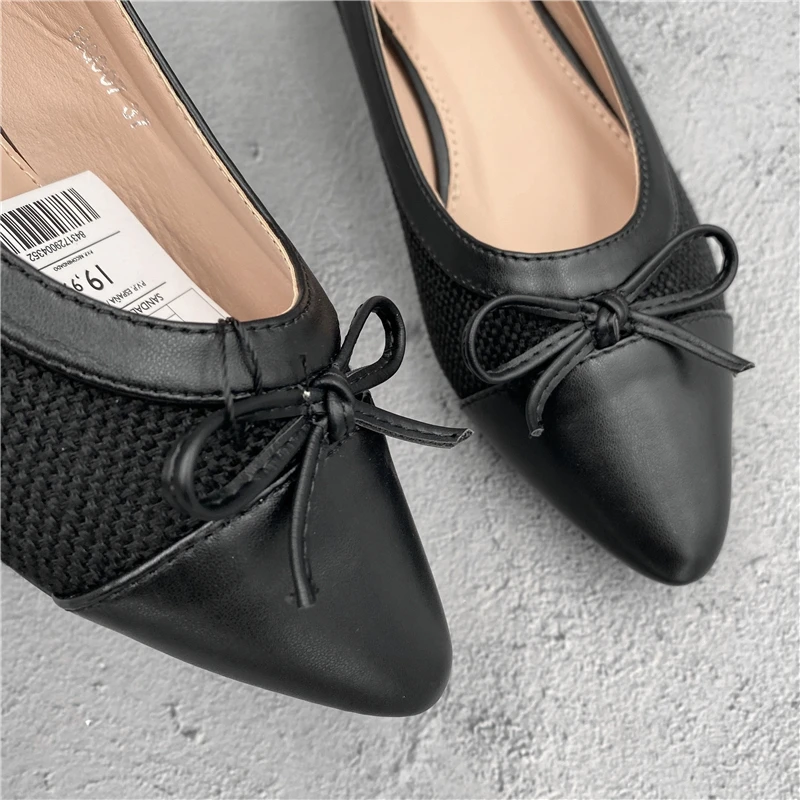 Plus Size EU41 Flat Shoes Women Pointed Toe Bow Slip On Loafers 2021 Fall Fashion Leather Ballet Flats Ladies Casual Work Shoes