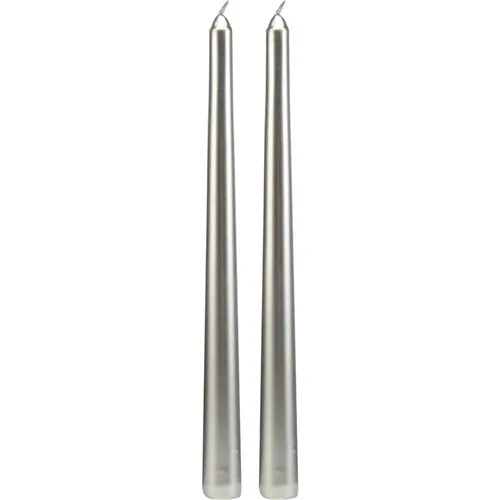 Intent Candle-Candlestick Candle-Metallic-2 Pcs-Silver-26 cm