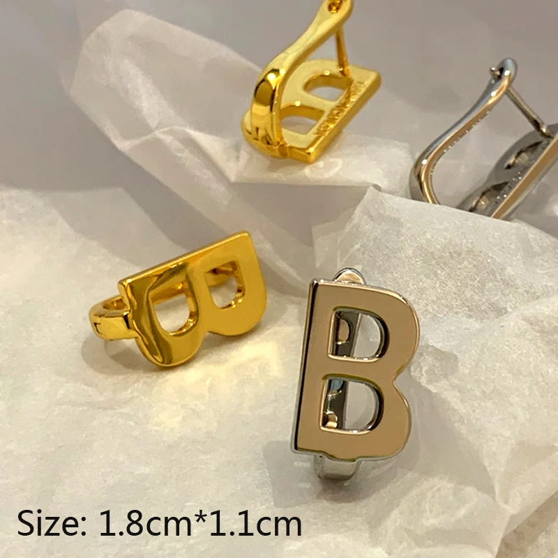 High Quality Fashion Titanium Steel B Letter Drops Dual Used Hoop Earring Earrings For Women Men Brand Jewelry