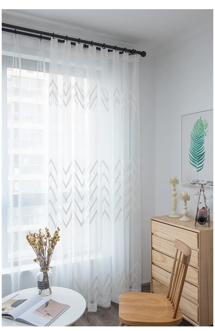 window Curtain gauze curtain product embroiders wave Europe type window gauze sitting room bedroom wave window curtains tulle