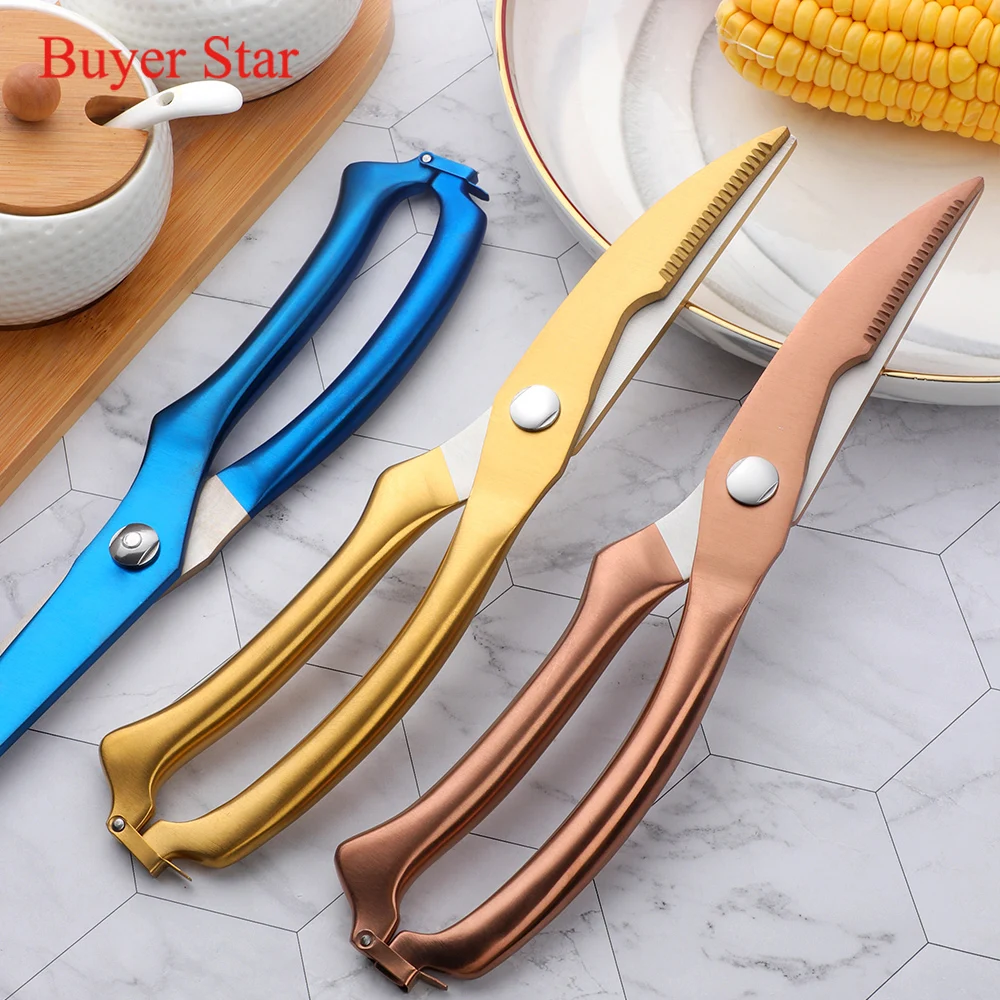 9.8'' Stainless Steel Kitchen Scissors Powerful Chicken Bone Scissors Cutter Cook Shears Fish Duck Cut Chef Scissors Knife Tool