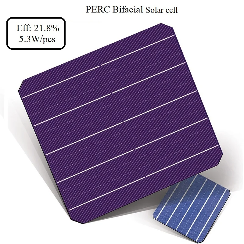 PERC Bifacial solar cells monocrystalline Eff 21.7% A grade High quality 5BB for double side solar panel 100pcs/Lot