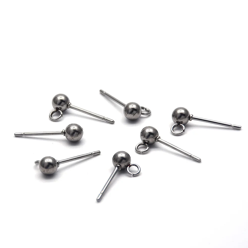 20 Stück/Los, 316 Edelstahl, 3 mm, runde Kugel-Ohrringe mit Öse für die Herstellung von Schmuckstücken im DIY-Stil. – Detail 6