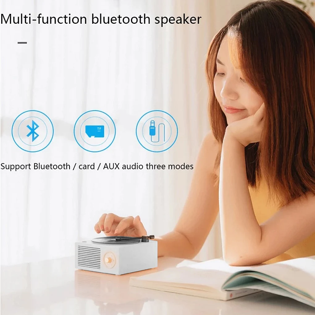 Turntable Speaker USB Bluetooth-compatible V5.0 Vinyl Record Player Stereo Vintage Portable Speaker