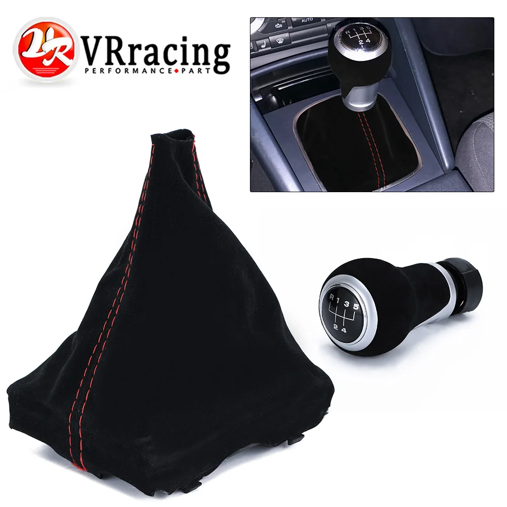 

5 Speed Manual MT Gear Shift Knob With Gaiter Boot Dust Cover Black Suede For 07-15 Audi A4 B8 Q5 S Line VW Golf 5 6 MK5 MK6