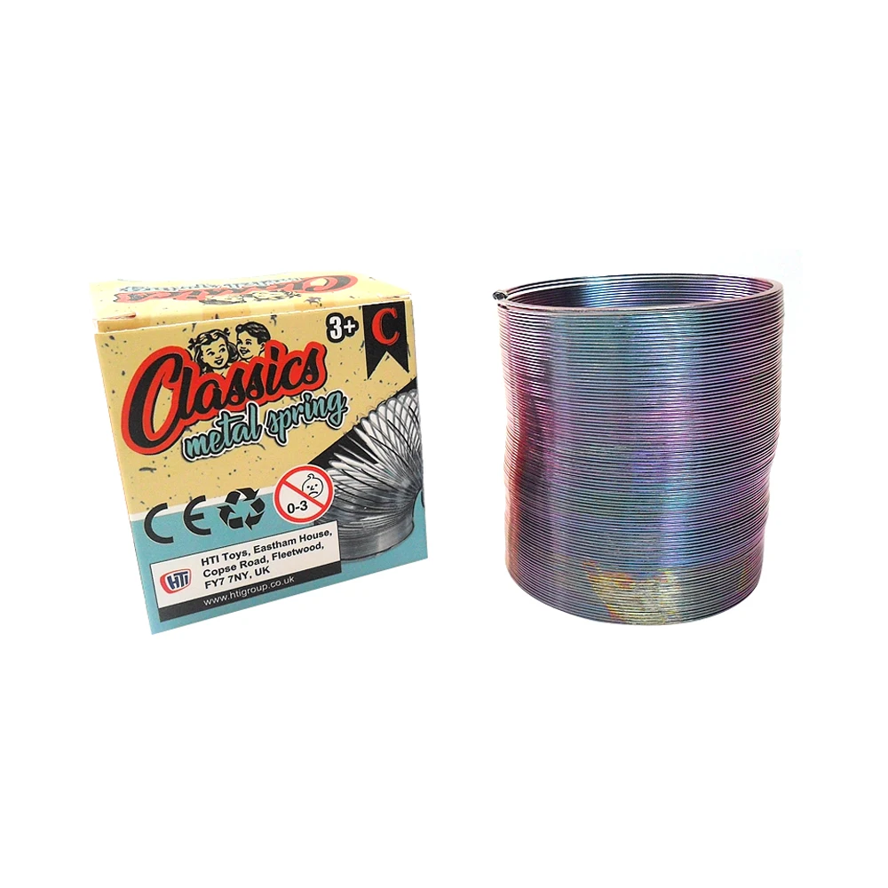 2.5 Inch Science Toys Steel Slinkys Stairs Walking Spring Colour Metal Coil Rainbow Nostalgic Coil Spring