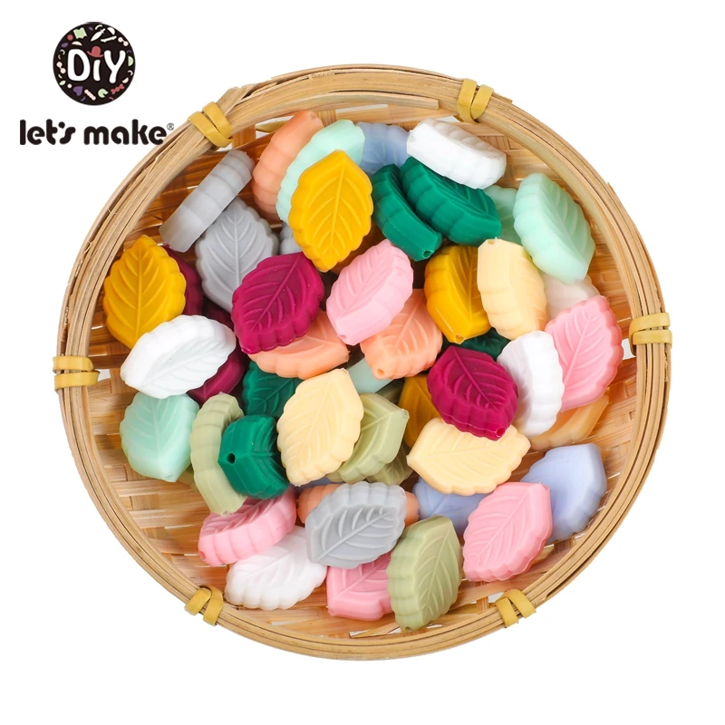 Let\'S Make 10Pcs Baby Silicone Teether Care Multiple Colors Small Leaves Silicone Baby Teether Oral Nursing Product