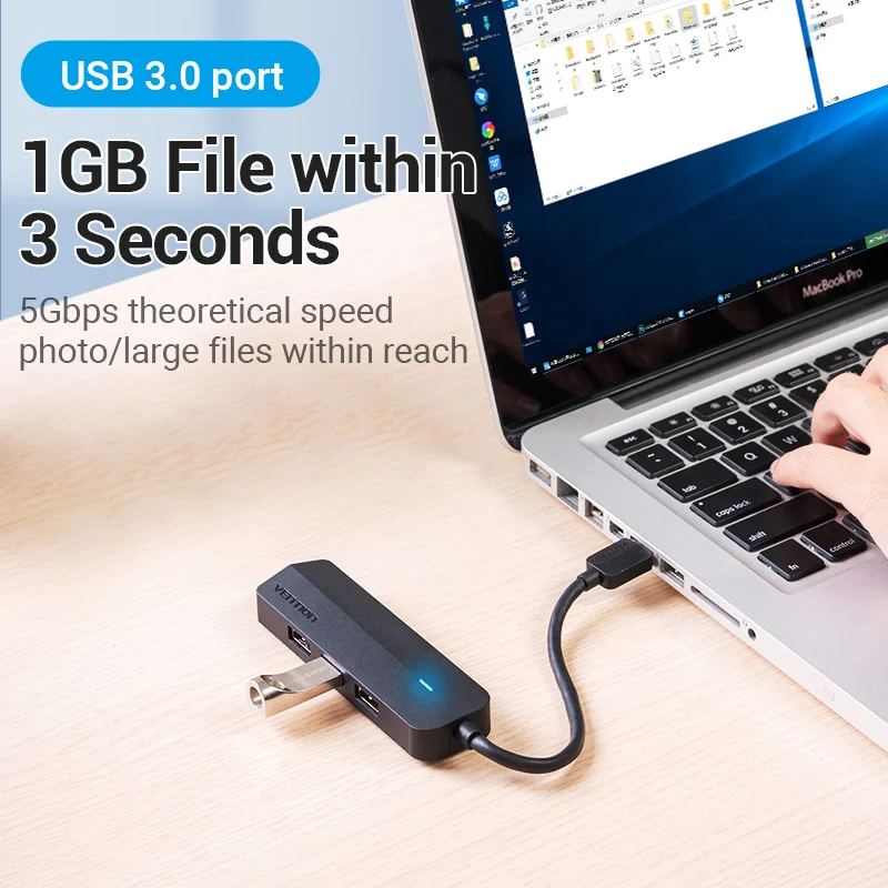 Vention USB 3.0 허브 2 in 1 외장 스테레오 오디오 어댑터 (노트북 PC용) 3.5mm 오디오 잭 헤드폰 마이크 USB 사운드 카드