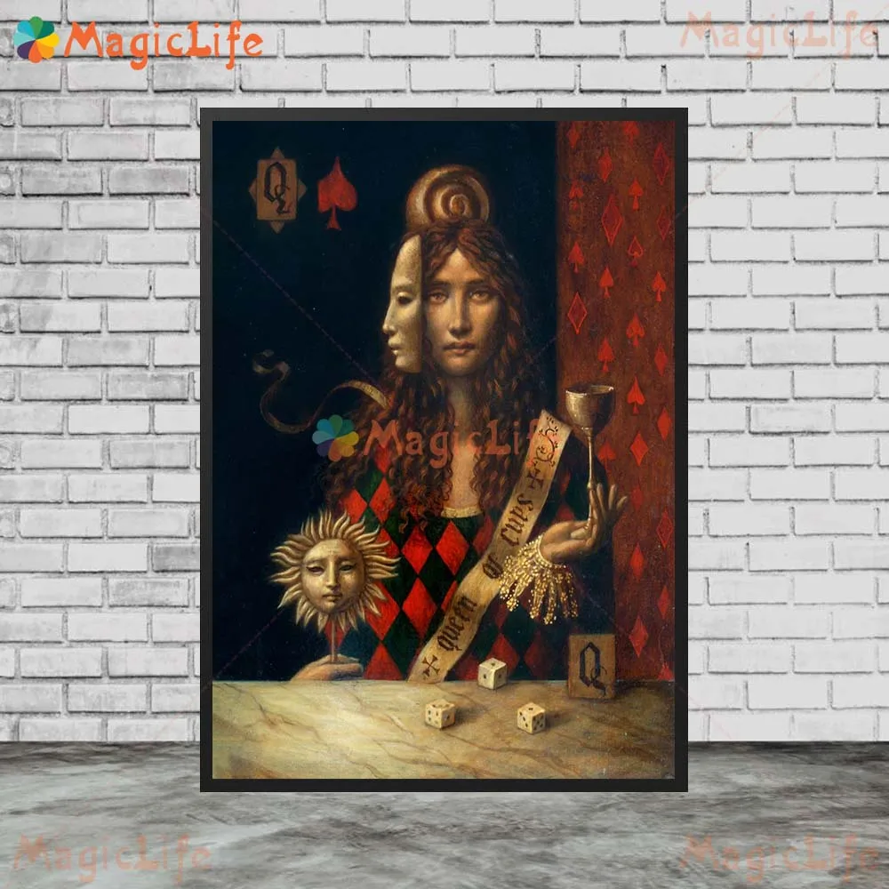 Queen of Cups Poker Playing Cards Nordic Poster Wall Art Canvas Painting Wall Pictures For Living Room Home Decor Unframed