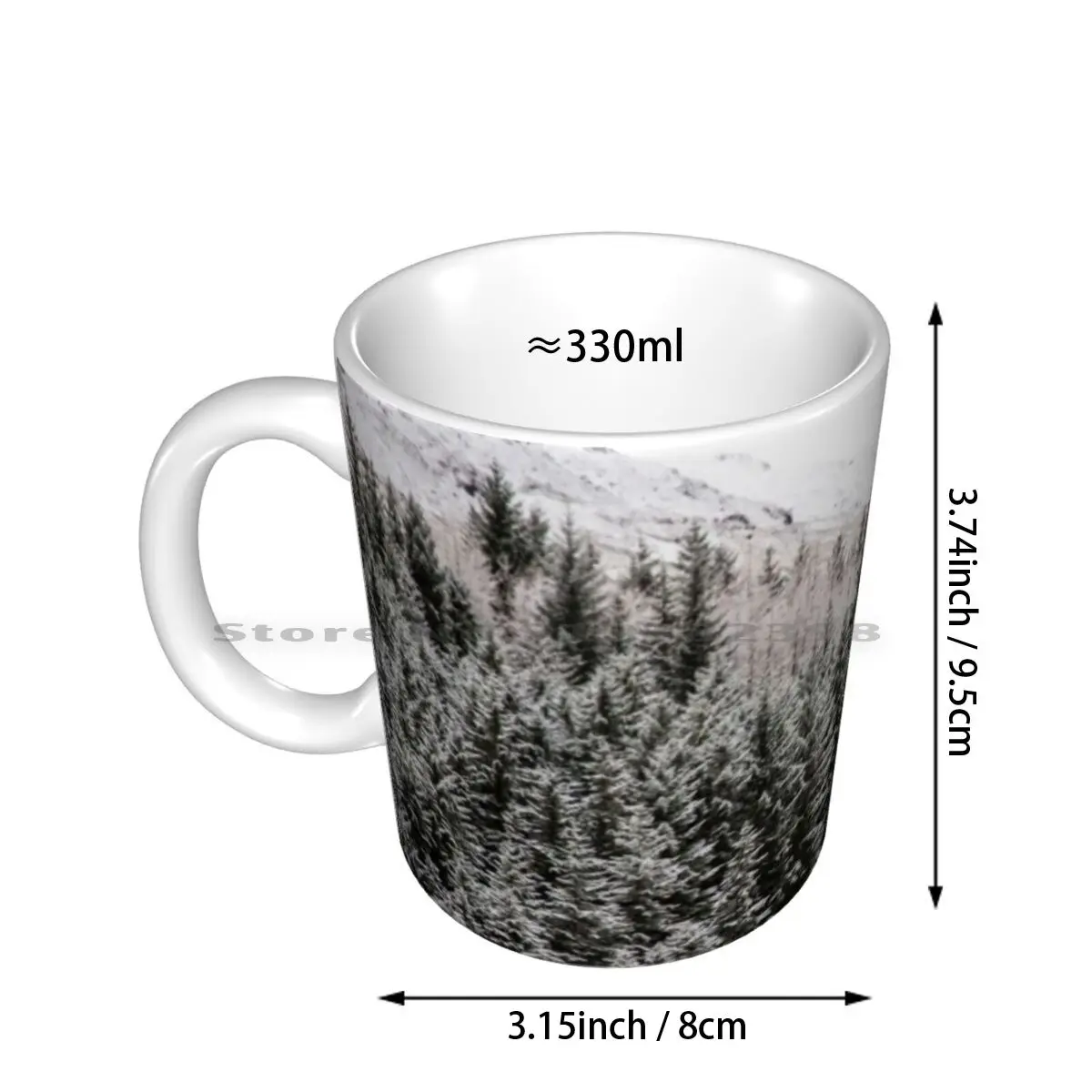 Scottish Treeline Ceramic Mugs Coffee Cups Milk Tea Mug Treeline Scotland Scottish Tree Snow Hill Angela Evergreens Winter Pine