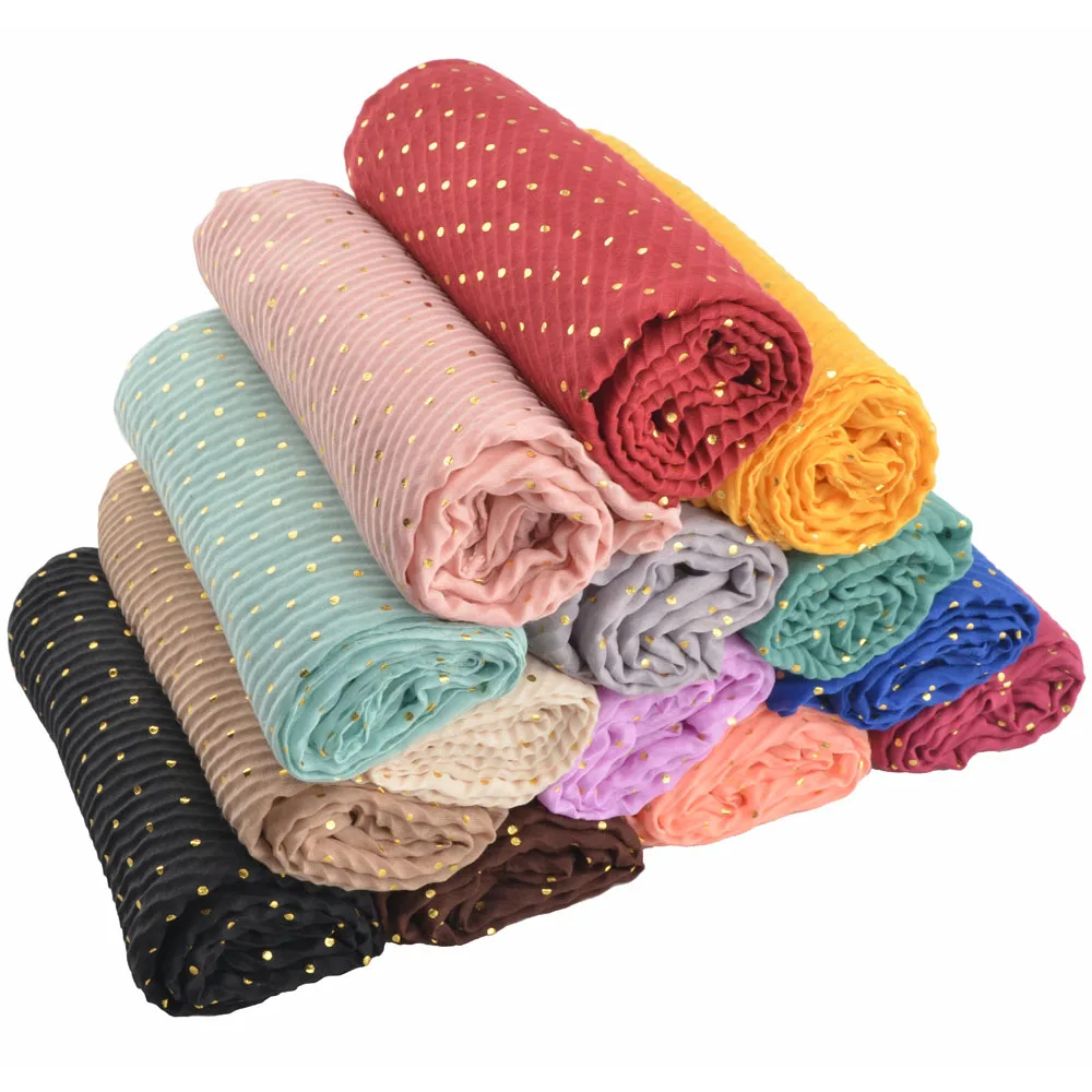 Big size Cotton plain wrinkle scarves solid color,crinkle muslim hijab multicolor islamic scarf,long soft wrap polka dot scarf