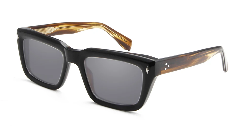 Hochwertige Dicke Acetat-Sonnenbrille für Herren, Marken-Designer, Nietenverzierte Quadratische Sonnenbrille für Damen, Übergroße UV400-Schutzgläser für Männer – Detail 12
