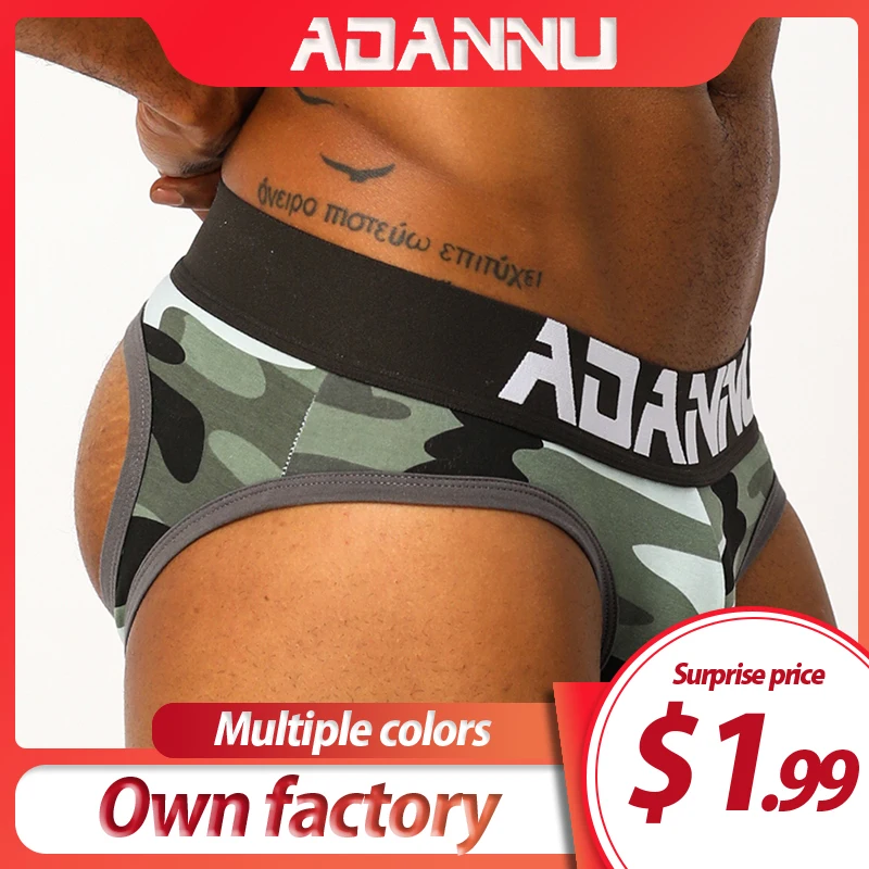 ADANNU Brand Sexy Gay Jockstrap Men Underwear Breathable Cotton Male Panties Cueca Tanga Men\'s Thongs G-String Sissy Lingerie