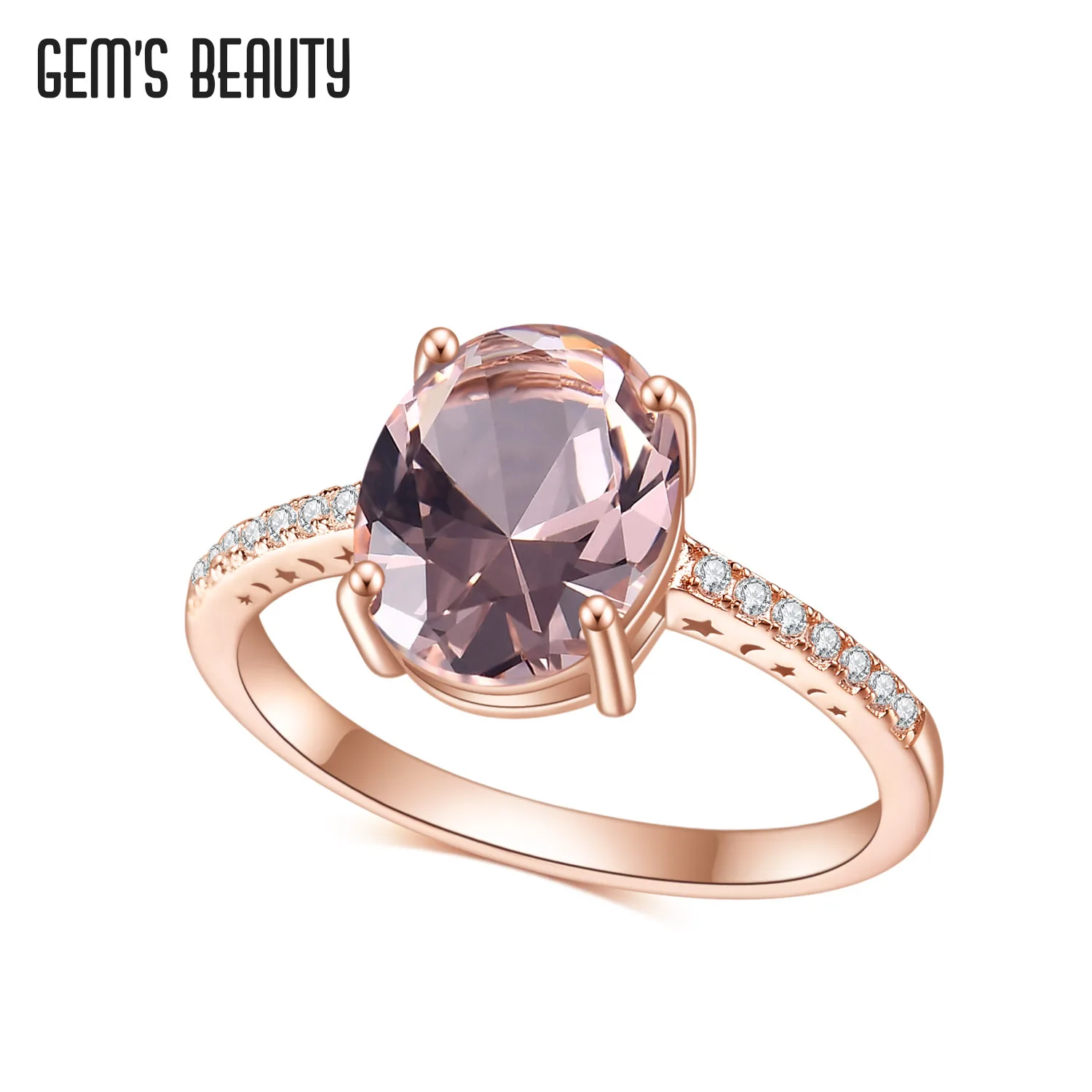 Imagem -05 - Gems Beleza Rosa Ouro Enchido Prata Esterlina Natural Morganite Anéis de Corte Oval Artesanal Romântico para Mulher Anéis de Noivado