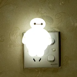 Disney Baymax Socket Night Light Cartoon Anime Figure Dolls Model Big Hero 6 LED Light Home Decoration Kids Birthday Toys Gifts